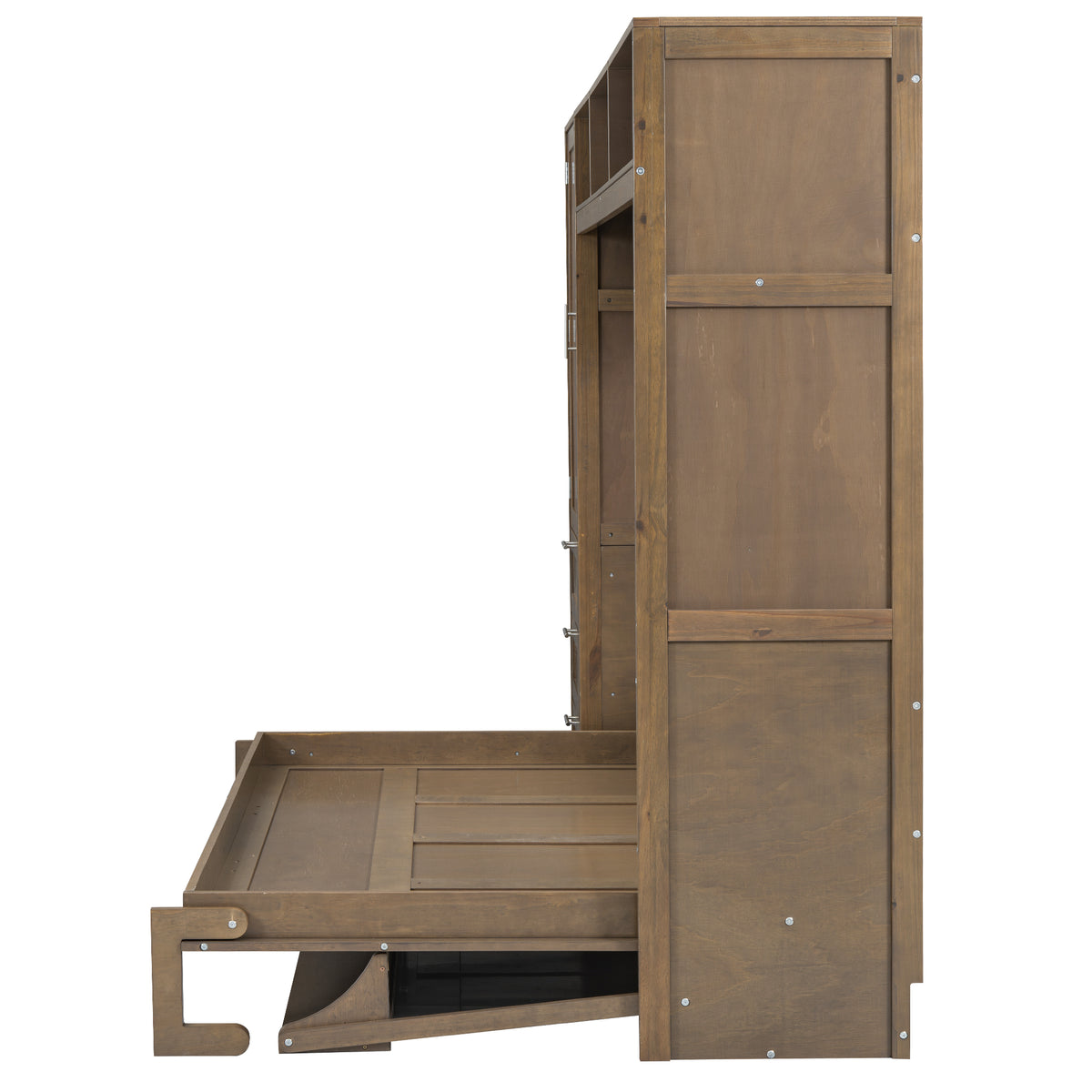 Antique Grey Murphy Bed with Storage Drawers