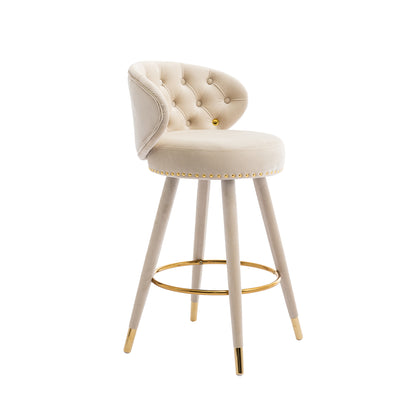 Coolmore Velvet Bar Stools (2 pcs) – Beige