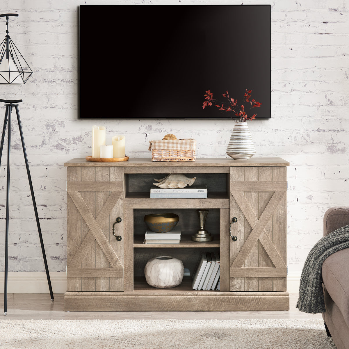 Farmhouse TV Stand Antique Finish