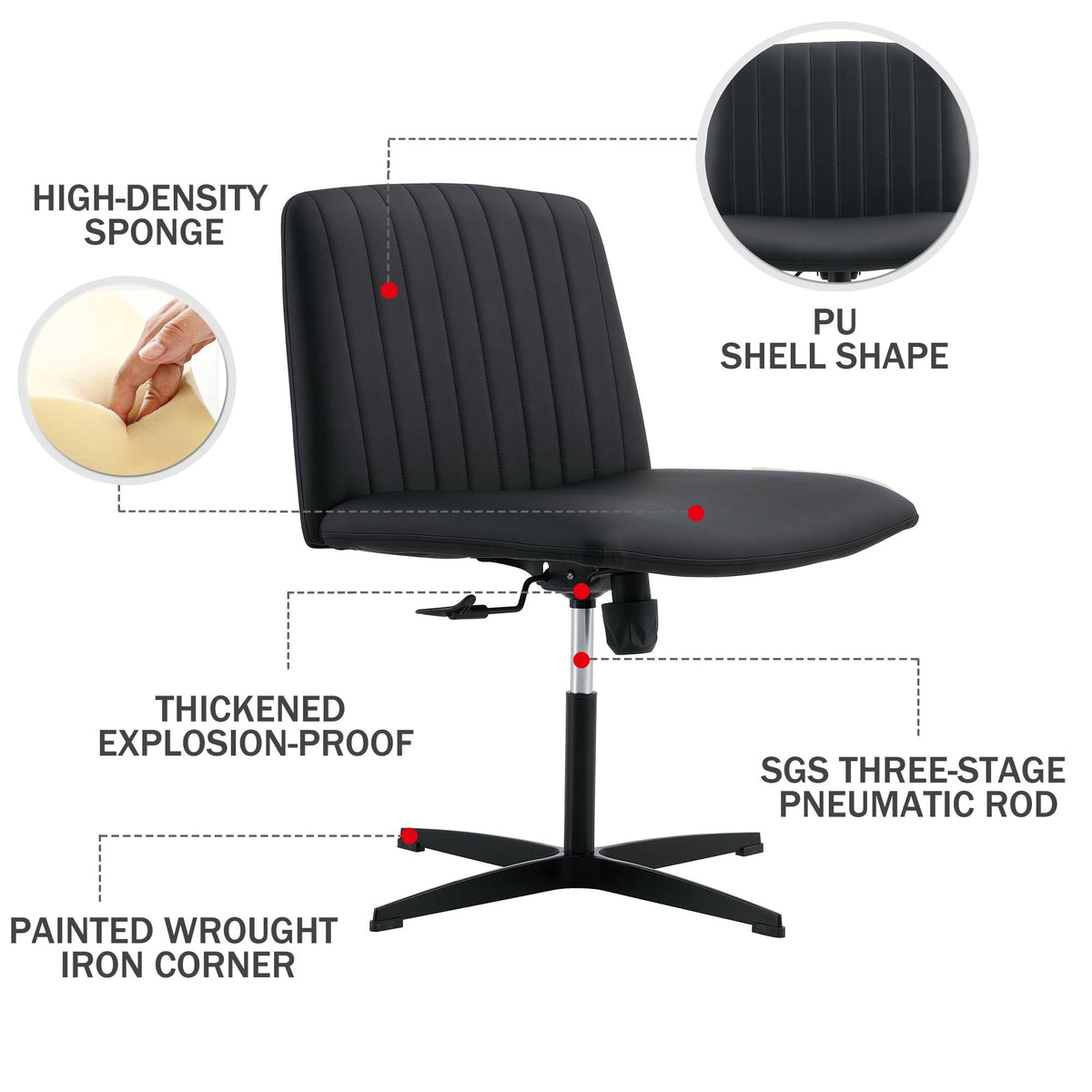 Black PU Swivel Office Chair