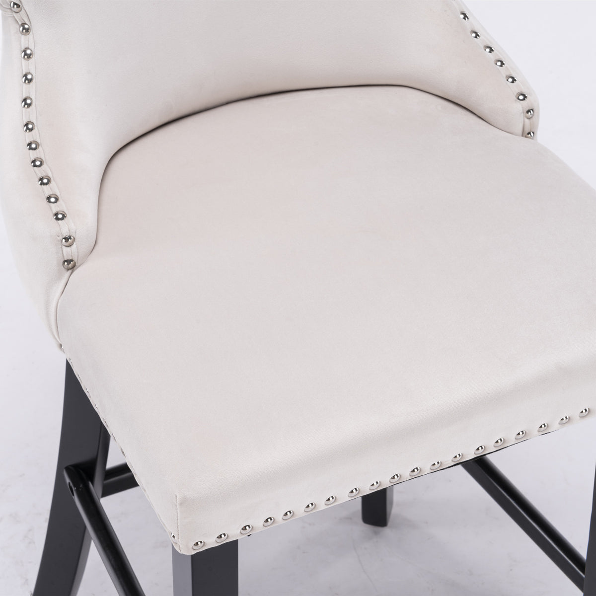 Velvet Wingback Bar Stool Set (2 pcs) – Beige