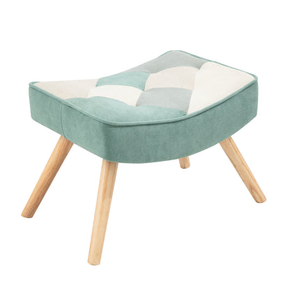 Mid-Century Patchwork Rocking Chair with Ottoman – Linen Fabric