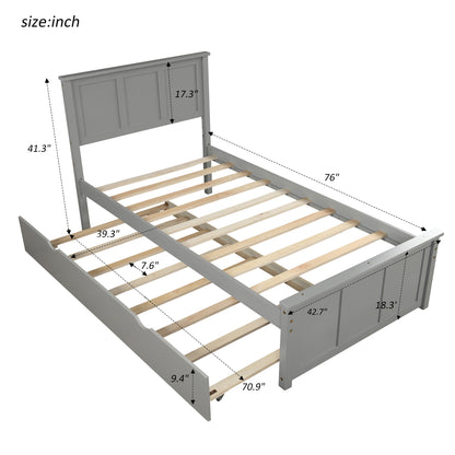 Twin Platform Bed with Trundle – Grey