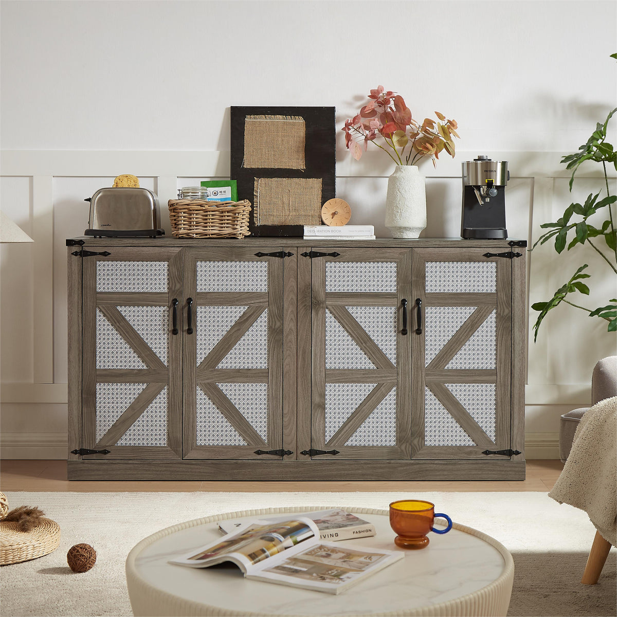 Slate Gray 4-Door Sideboard