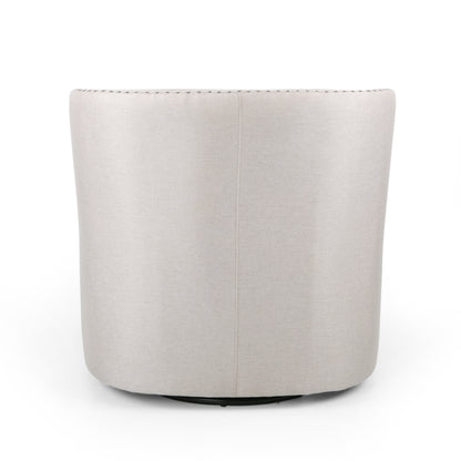 Modern Swivel Lounge Chair – Linen Beige