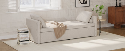 Linen Reclining Chaise Lounge – Beige