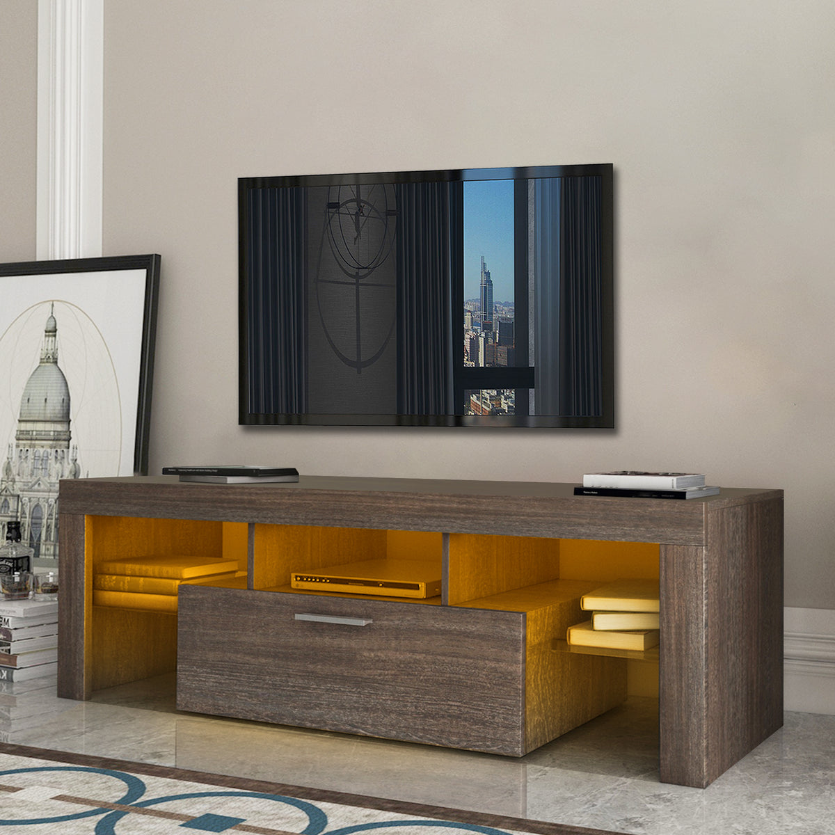 Modern TV Stand with LED Lighting