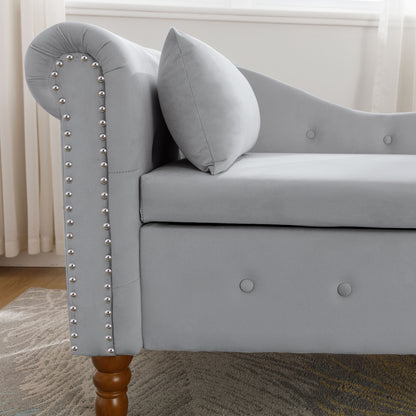 Grey Velvet Lounge Chaise – Modern Roll Arm