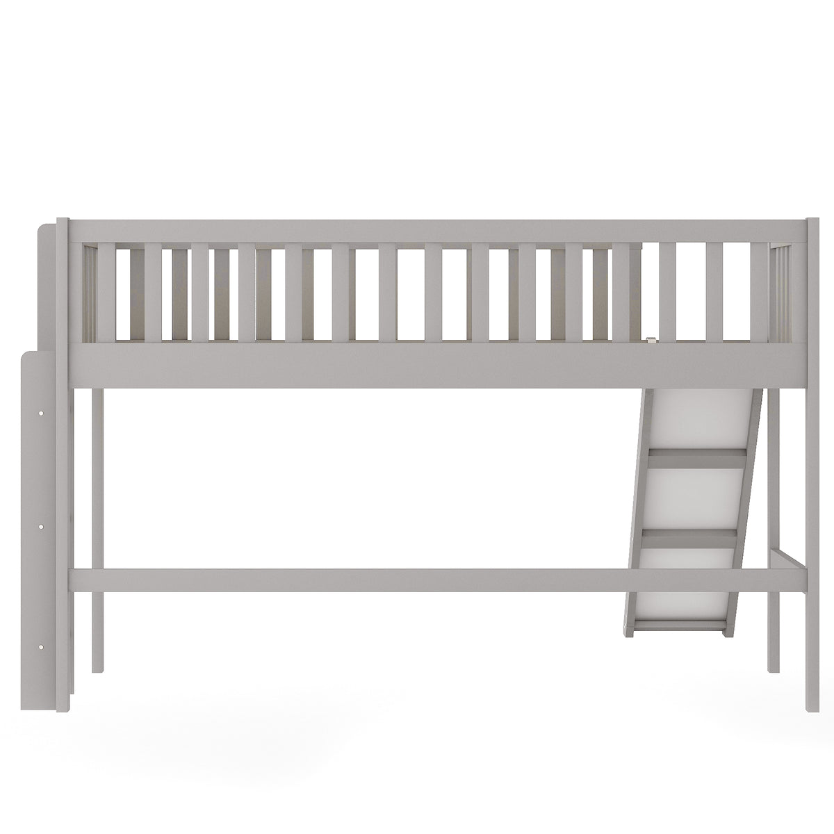 Twin Loft Bed with Ladder and Slide Gray