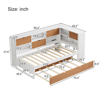 L-Shaped Captain’s Bed with LED Lights Walnut