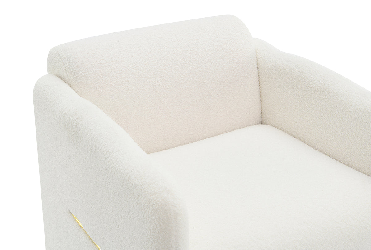 Wavy Armrest Accent Chair Teddy Cloth