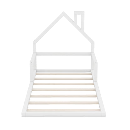 Twin Platform Bed with House Frame White