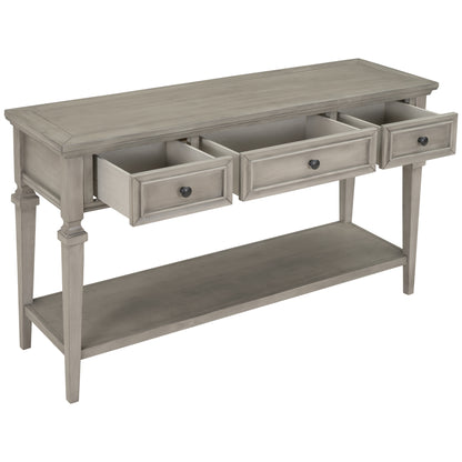 Gray Wood Console Table with Drawers