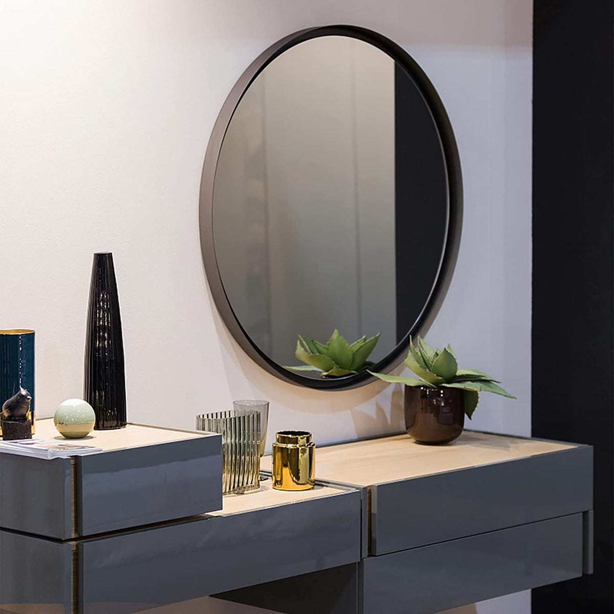 Black Round Bathroom Mirror
