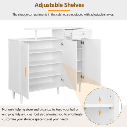 Elegant Shoe Cabinet with Adjustable Shelves White