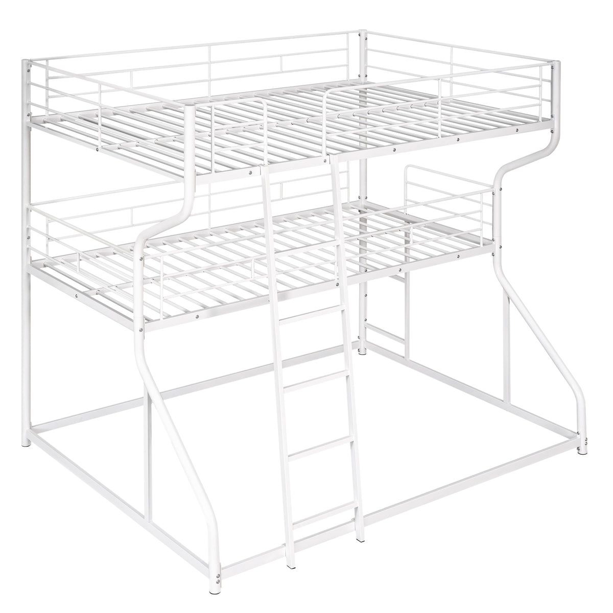 White Triple Bunk Bed – 3-Tier Space-Saving Metal Frame for Kids & Teens