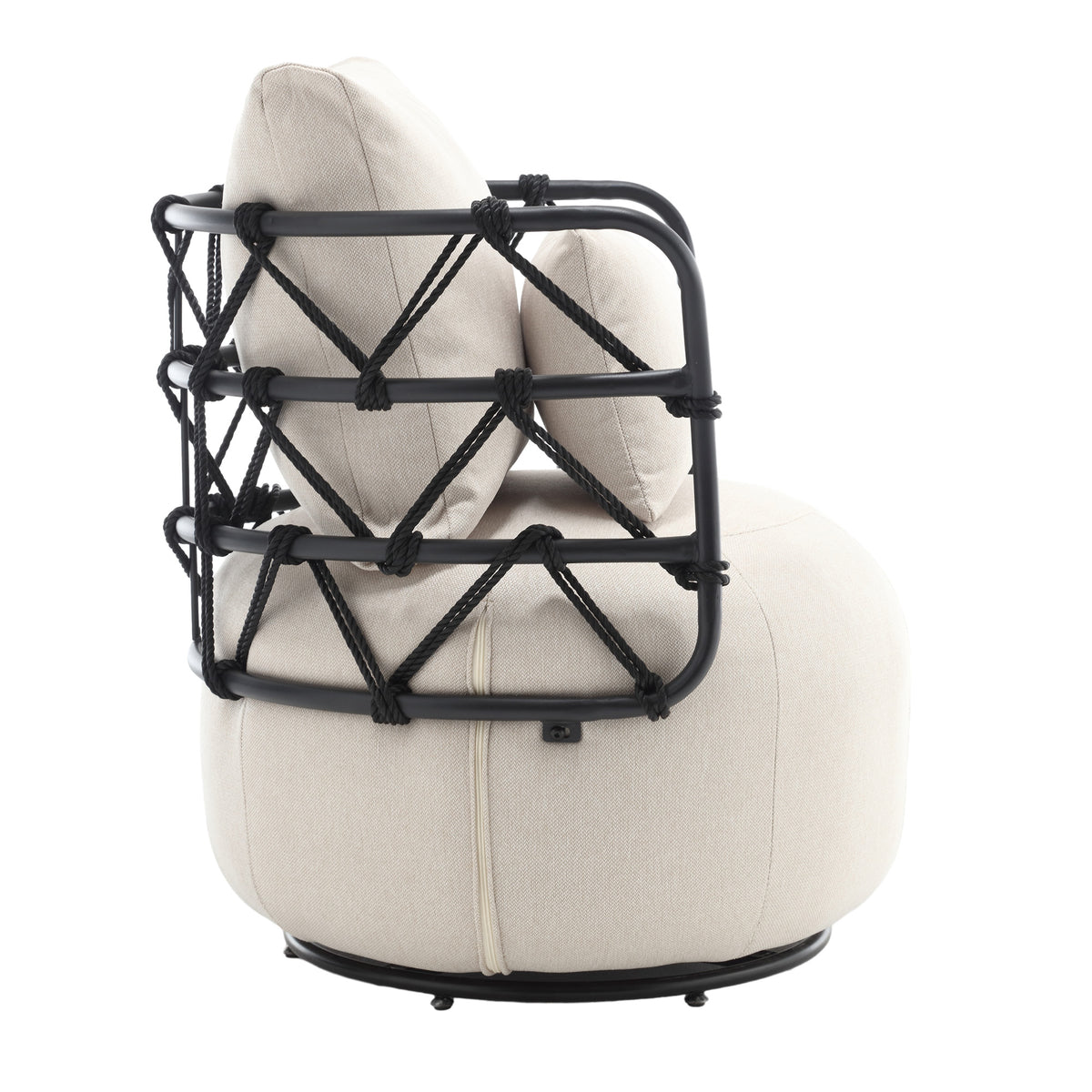 Tufted Linen Accent Chair – Metal Stand