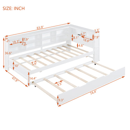 Twin Daybed with Storage Shelf White