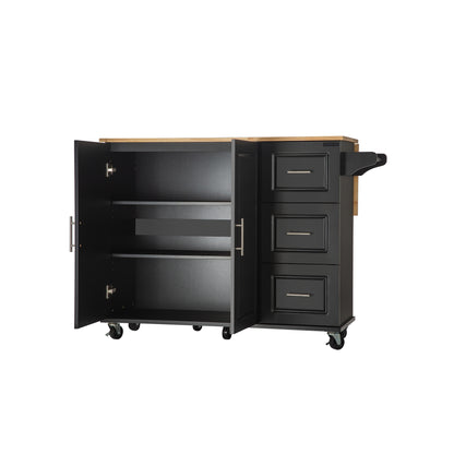 Extendable Kitchen Island with Rubber Wood Top
