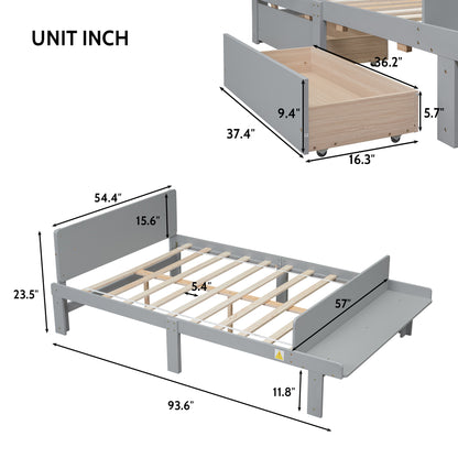 Full Bed with Bench Grey
