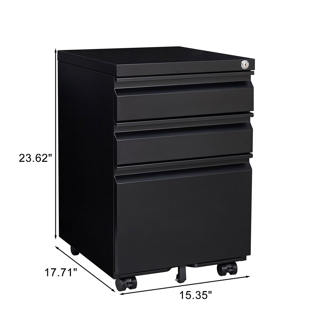 3-Drawer Metal Filing Cabinet with Lock