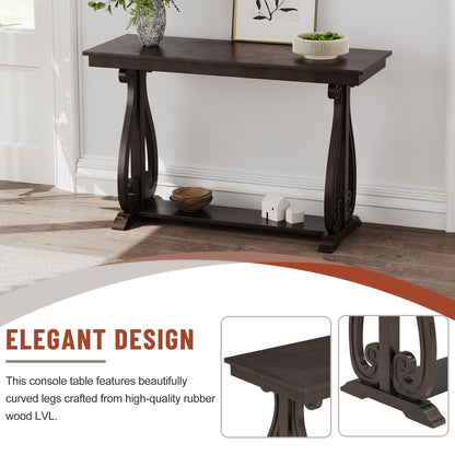 Rustic 48” Wood Console Table – Espresso