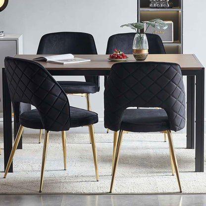 Black Velvet Dining Chairs Set of 4 Modern