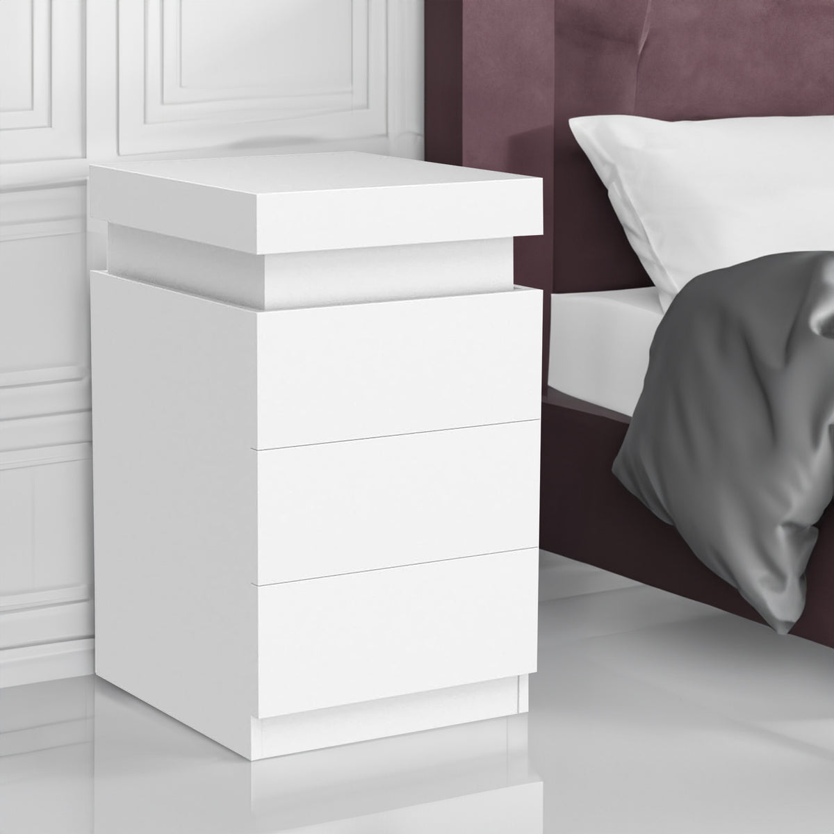 Lumina 3-Drawer LED Nightstand