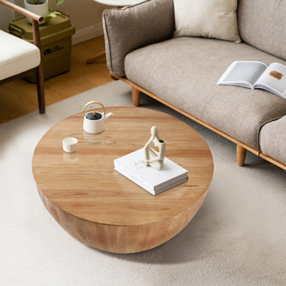 Wooden Coffee Table Vintage Bucket Style Natural