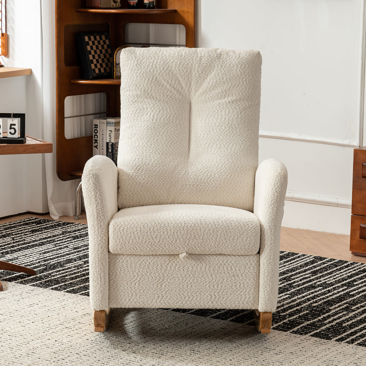 Rocking Accent Chair with Rubber Wood Frame