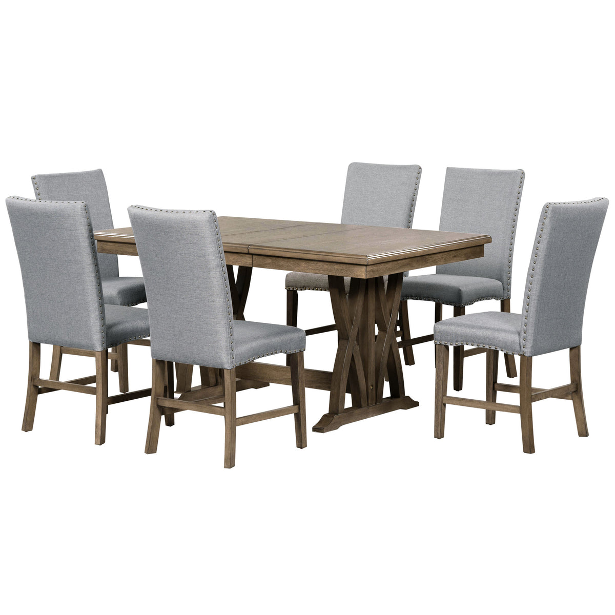 Dining Set with Cushioned Chairs Brown