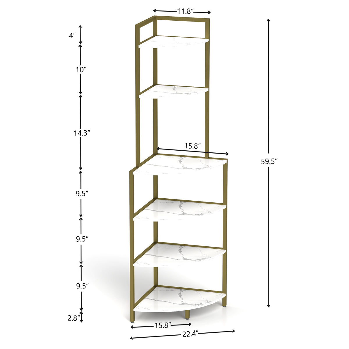 6-Tier Wooden Bookshelf Corner Storage Brown