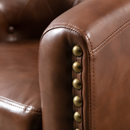 PU Leather Barrel Club Chair – Tufted Lounge Design