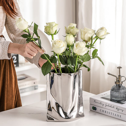 Ceramic Hydroponic Flower Vase White