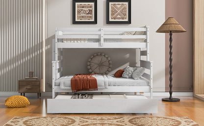 Twin-Full Bunk Bed with Trundle – White