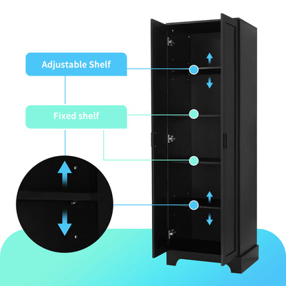 Black Storage Cabinet with Adjustable Shelf MDF Board