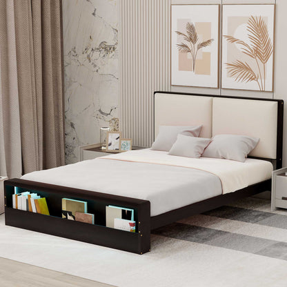 Queen Platform Bed with LED Headboard Espresso