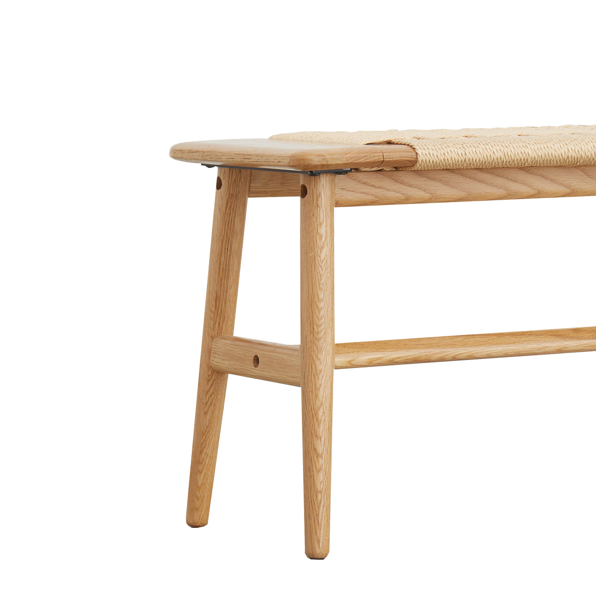 Natural Oak Dining Bench with Woven Seat