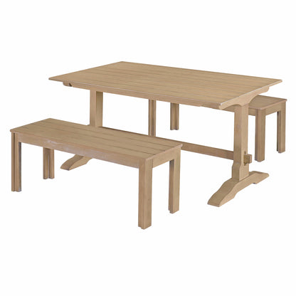 Retro Dining Set (3 pcs) – Natural Wood
