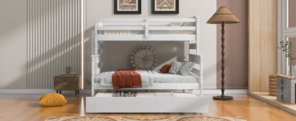 Twin-Full Bunk Bed with Trundle – White