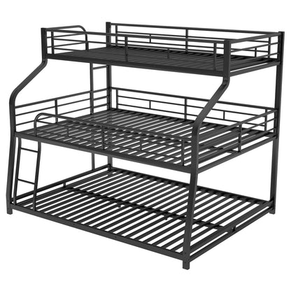 Metal Bunk Bed Triple Tier Black