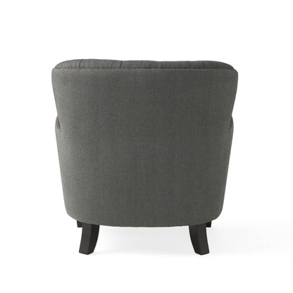 Modern Grey Fabric Club Chair with Ottoman – Upholstered Lounge Set