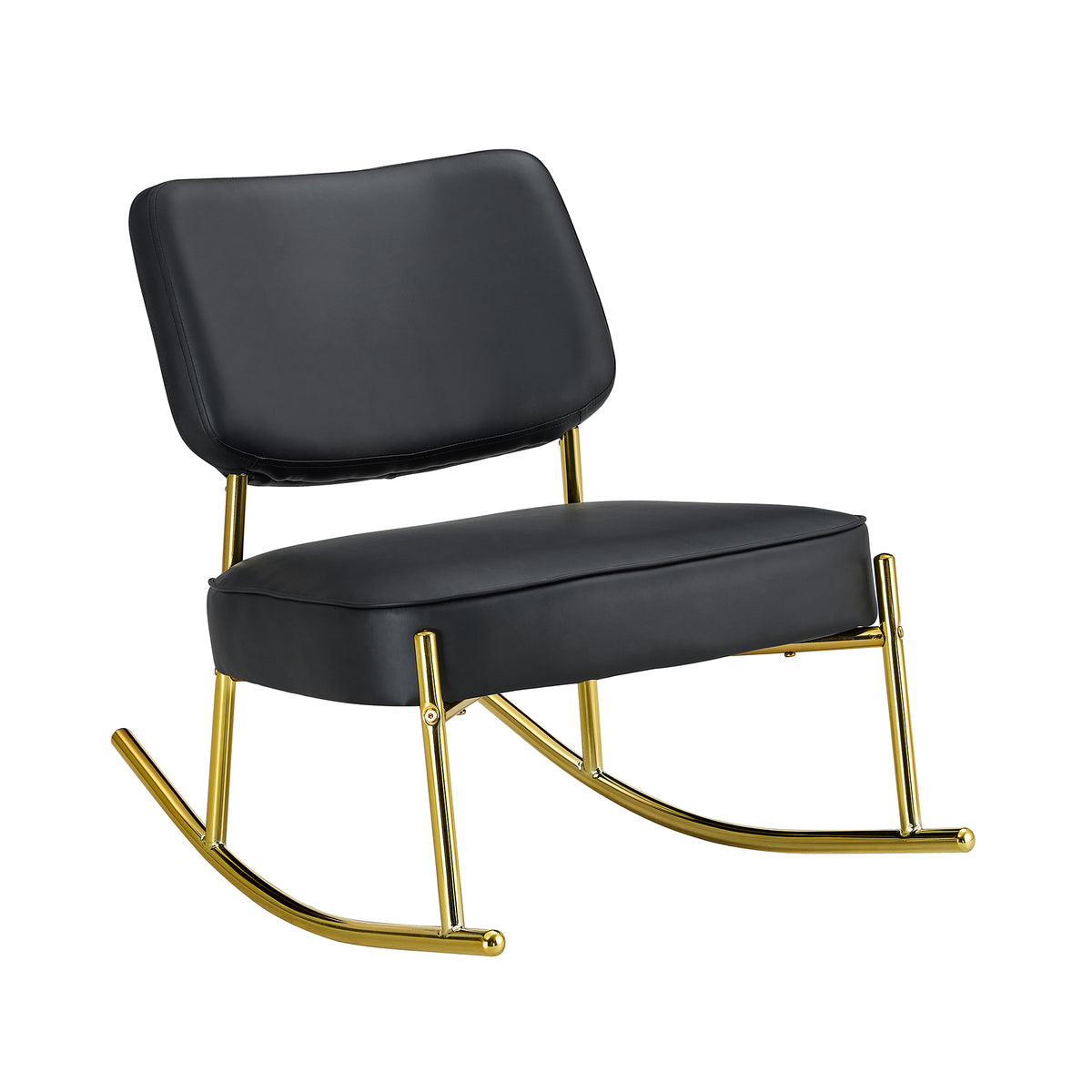 PU Leather Rocking Chair – Gold Metal Legs