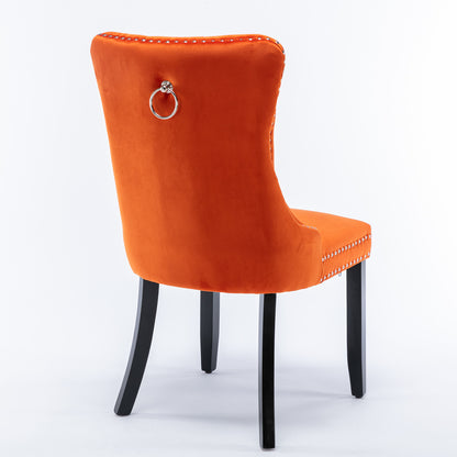 Nikki Tufted Linen Dining Chair Set (2 pcs) – Orange