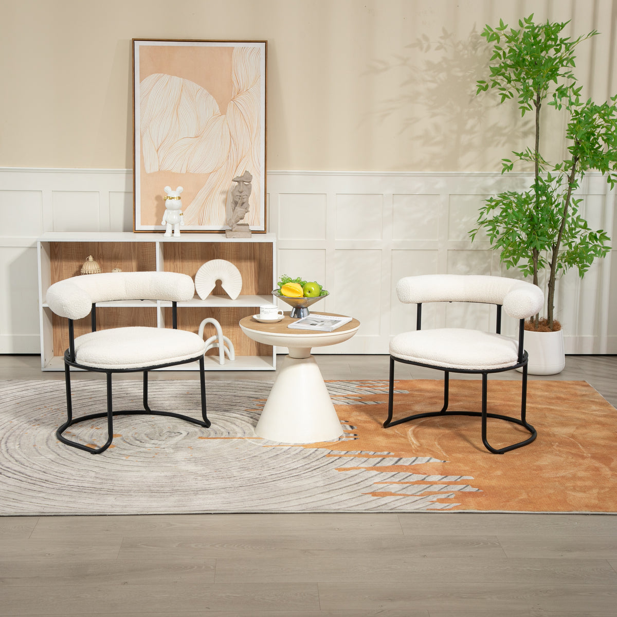 Boucle Dining Chairs Set of 2 Beige