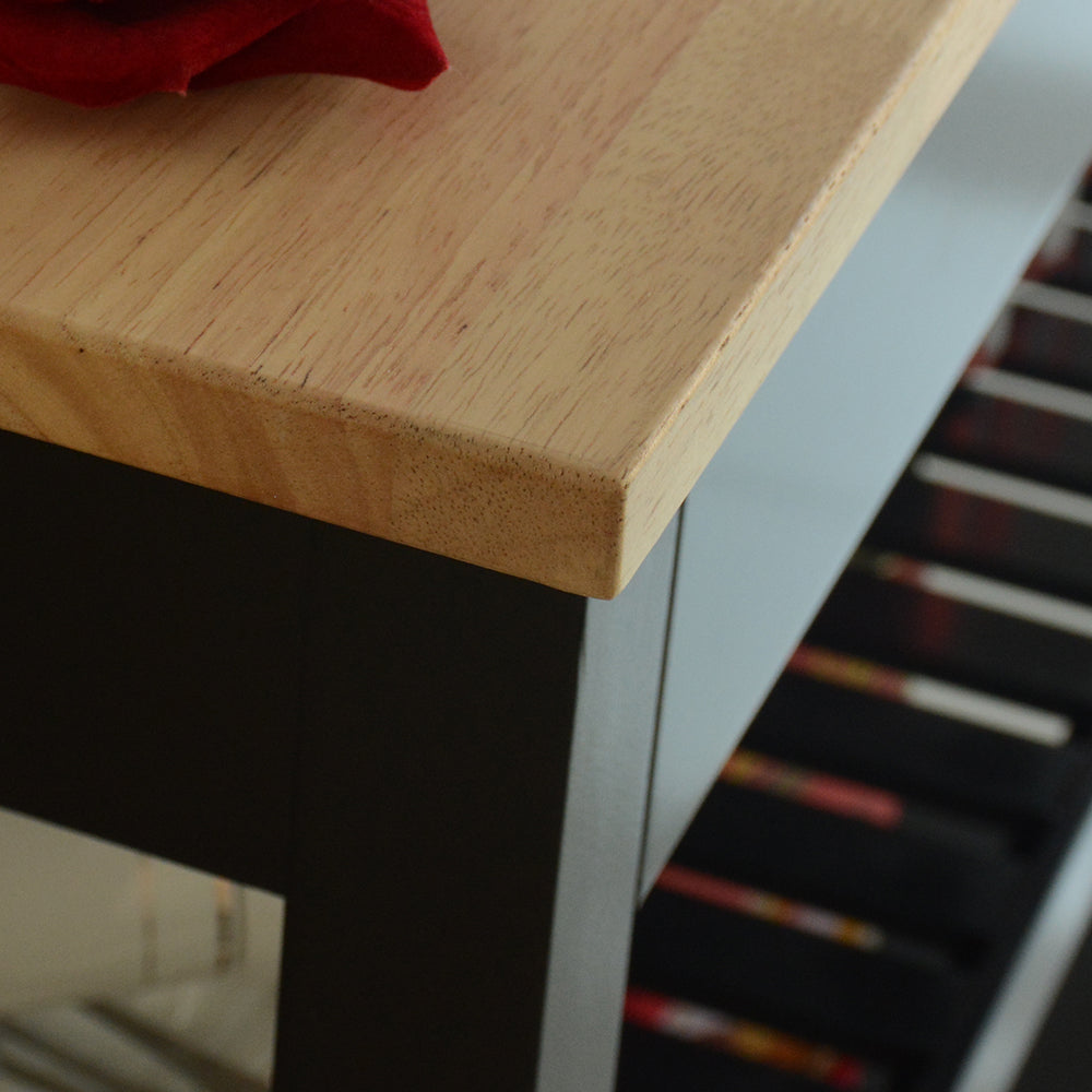 Mobile Kitchen Island with Rubber Wood Top