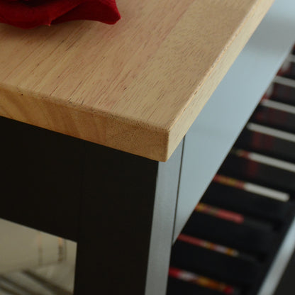 Mobile Kitchen Island with Rubber Wood Top