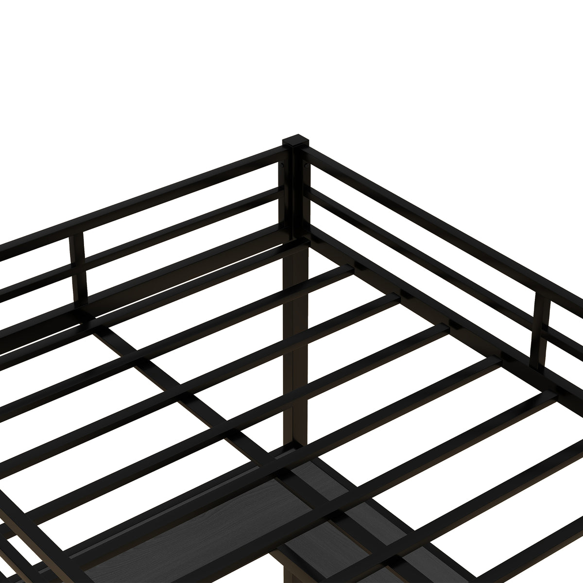 Loft Bed with Ladder and Guardrail Black