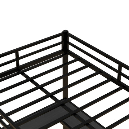 Loft Bed with Ladder and Guardrail Black