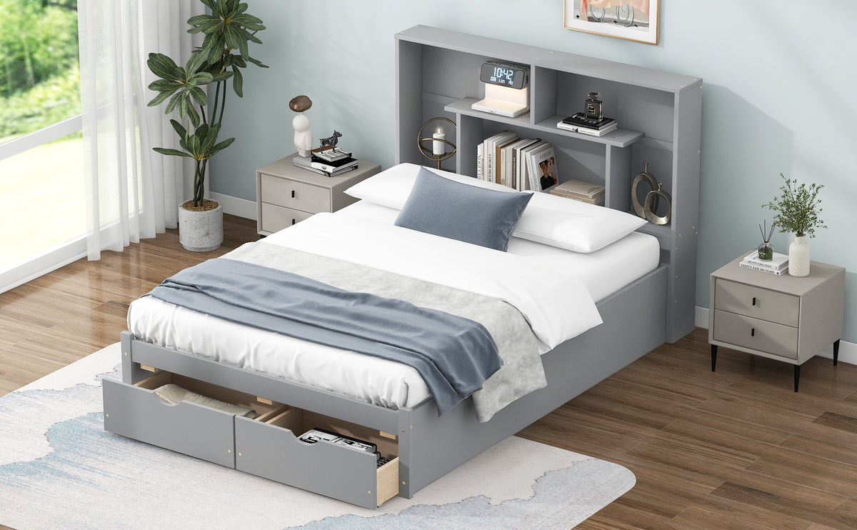 Full Platform Bed Gray